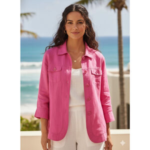 East 5th Petite PXL Linen Blend Fuchsia Pink Jacket